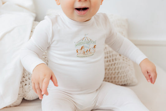 Carousel Print Onesie with Hat