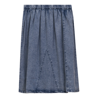 Washed Denim Midi Skirt Denim Wash