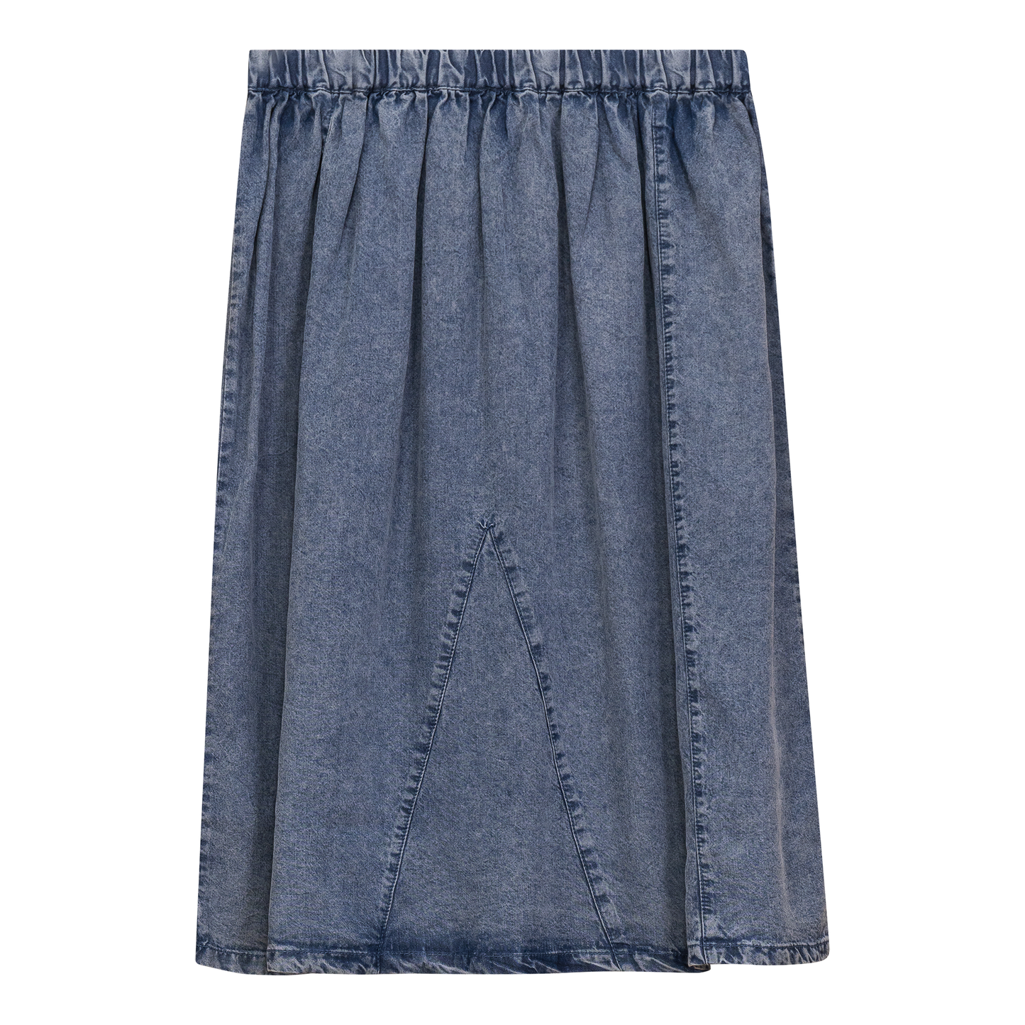 Washed Denim Midi Skirt Denim Wash