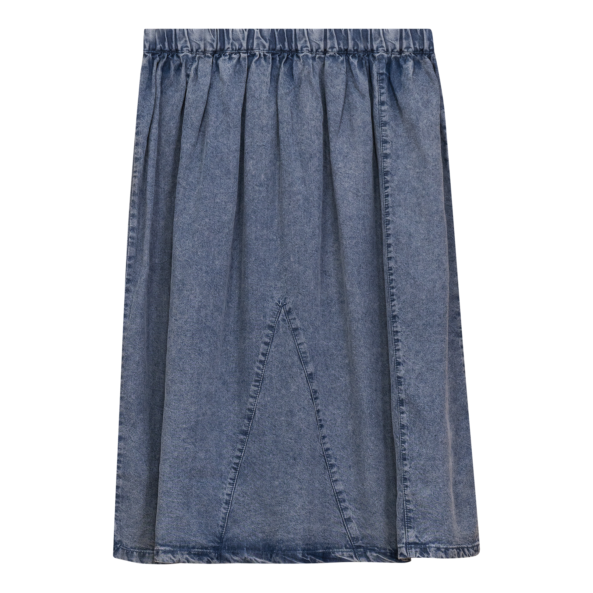 Washed Denim Midi Skirt Denim Wash