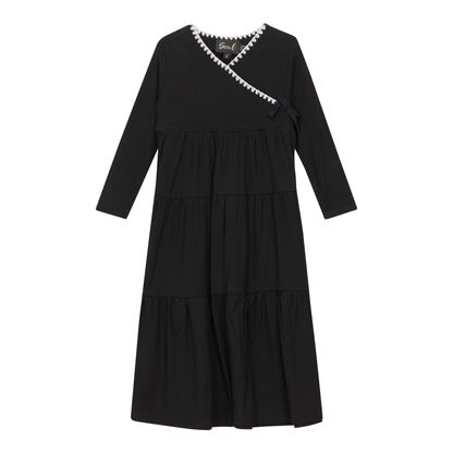 Tiered Wrap Robe Black
