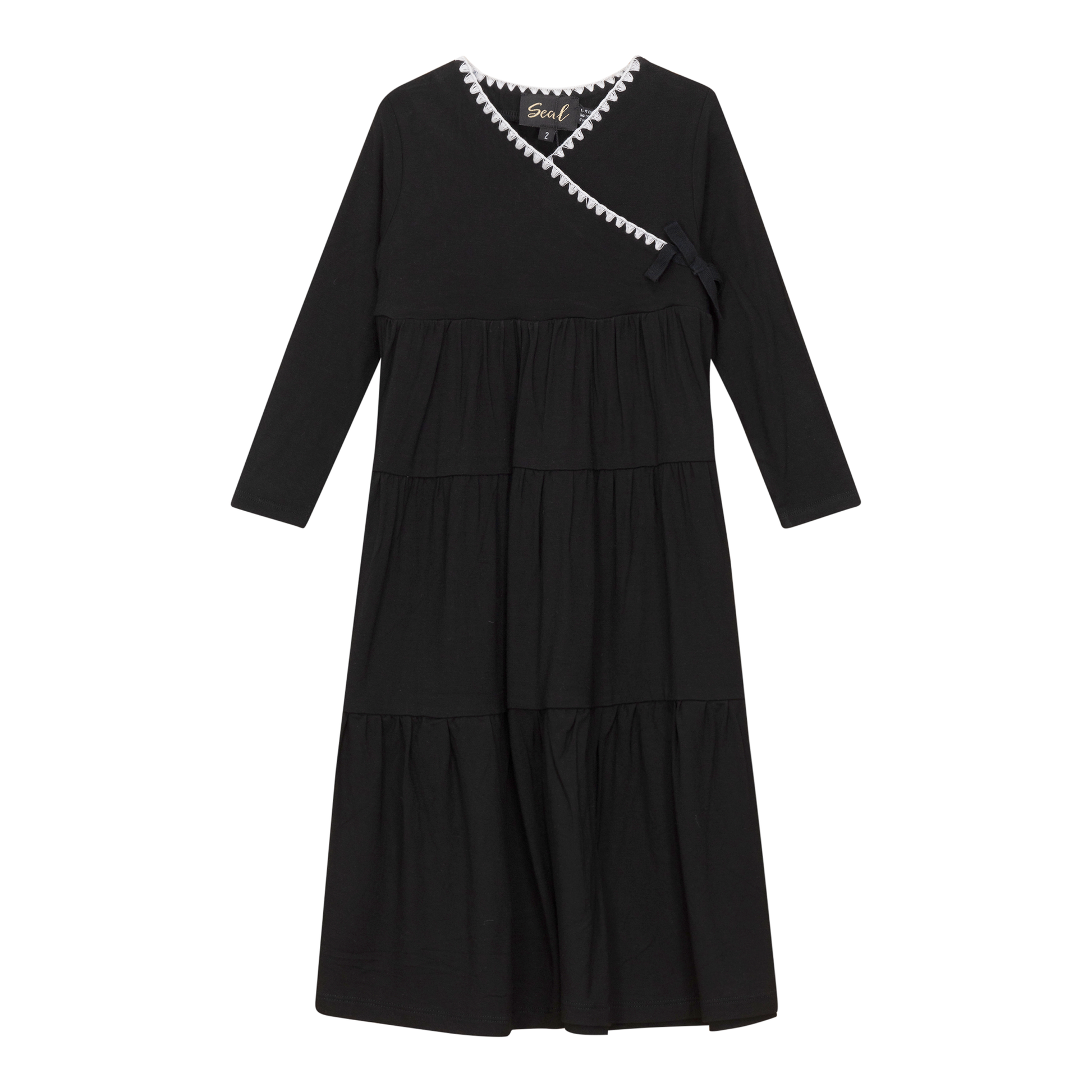 Tiered Wrap Robe Black