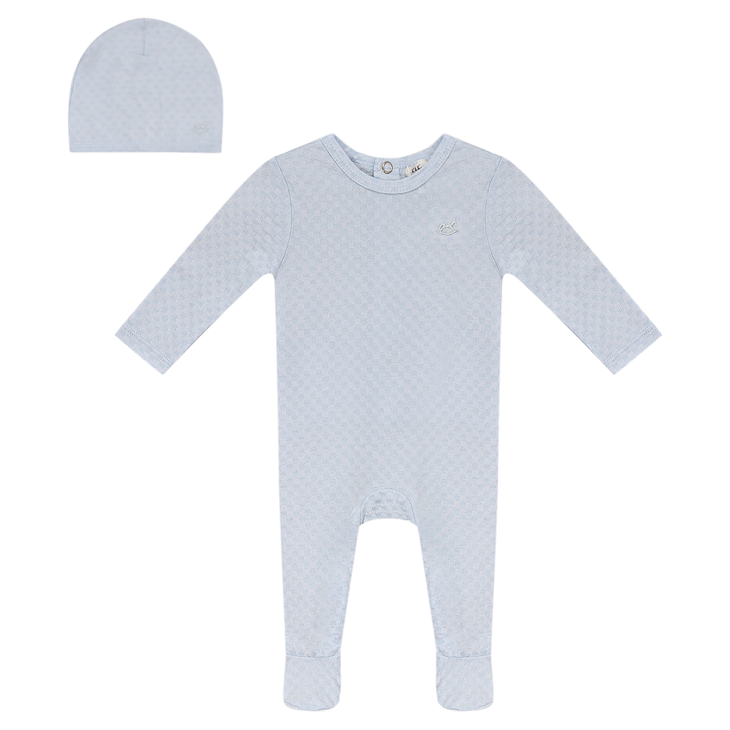 Checkered Onesie with Hat Blue