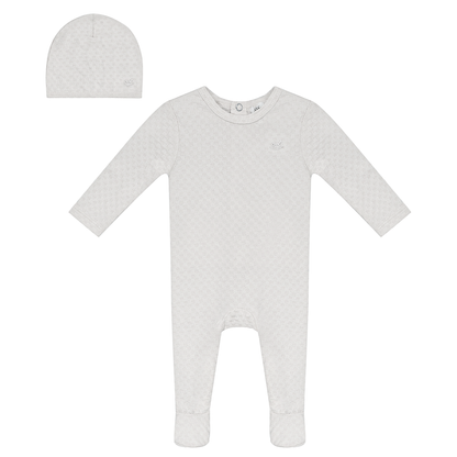 Checkered Onesie with Hat White