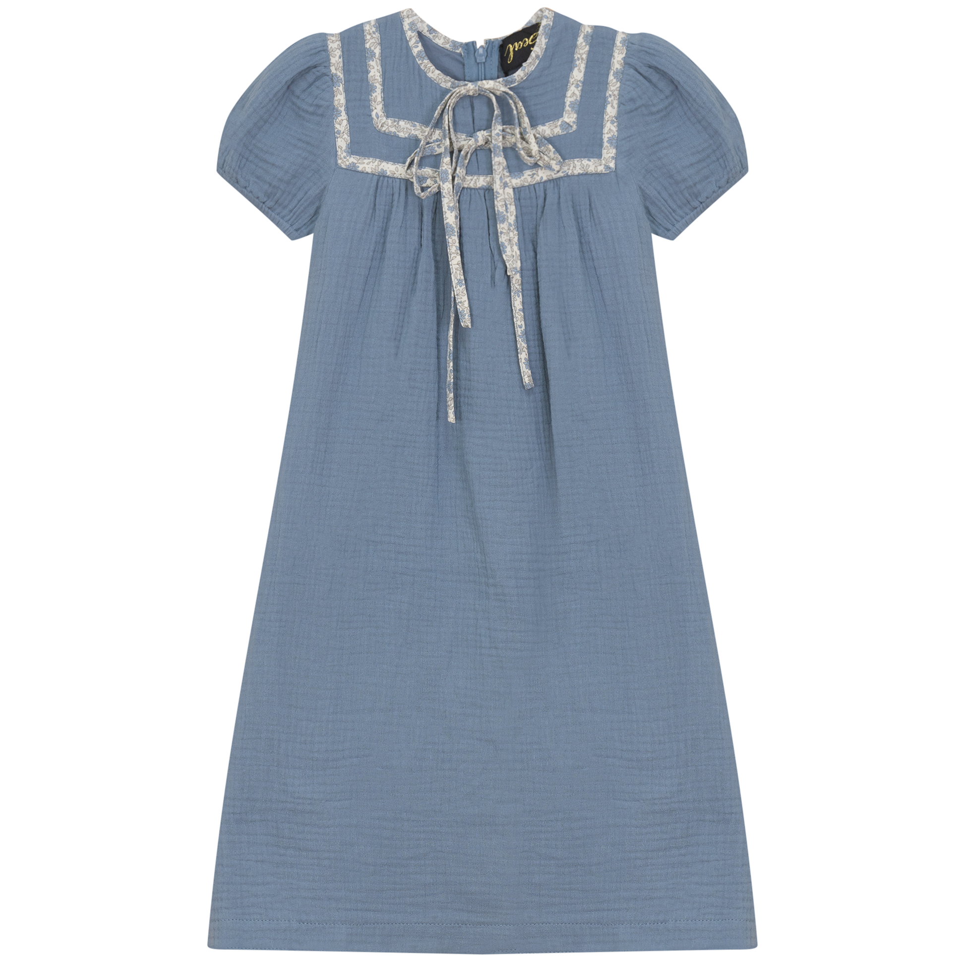 Floral Tape Gauze Robe Blue