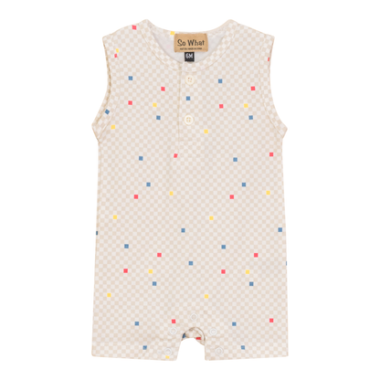 Checkered Romper Off White Multi Chechered