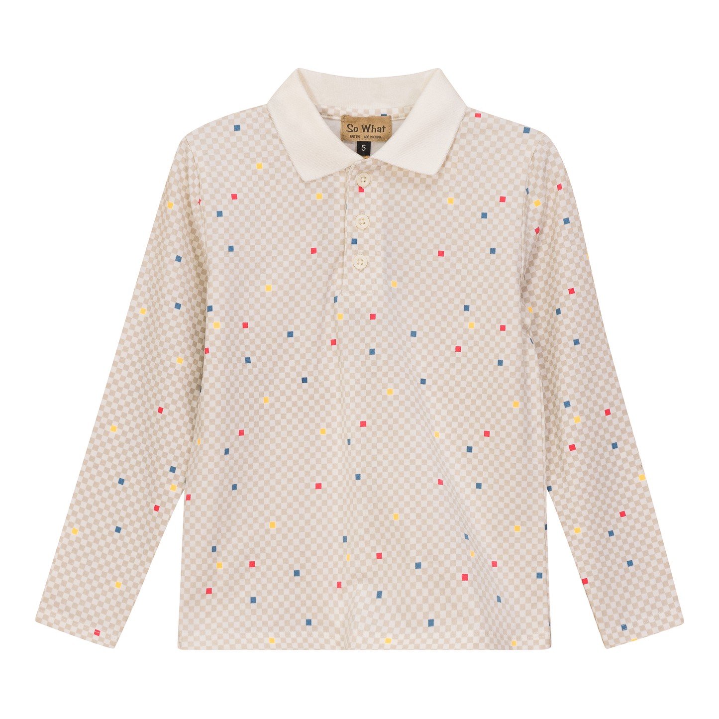 Checkered Long Polo Off White Multi Chechered