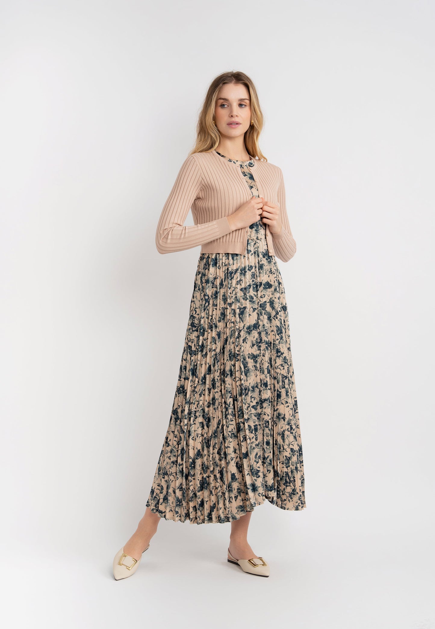 Pleated Printed Jumper Set