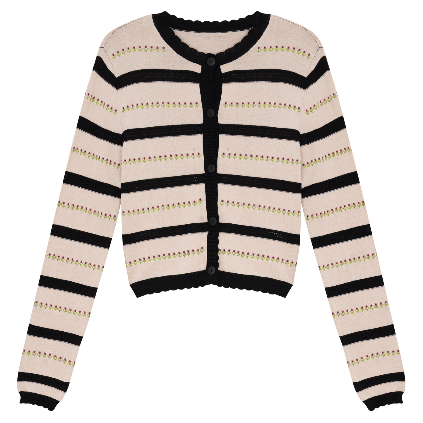 Knit Embroidered Cardigan Dark Almond
