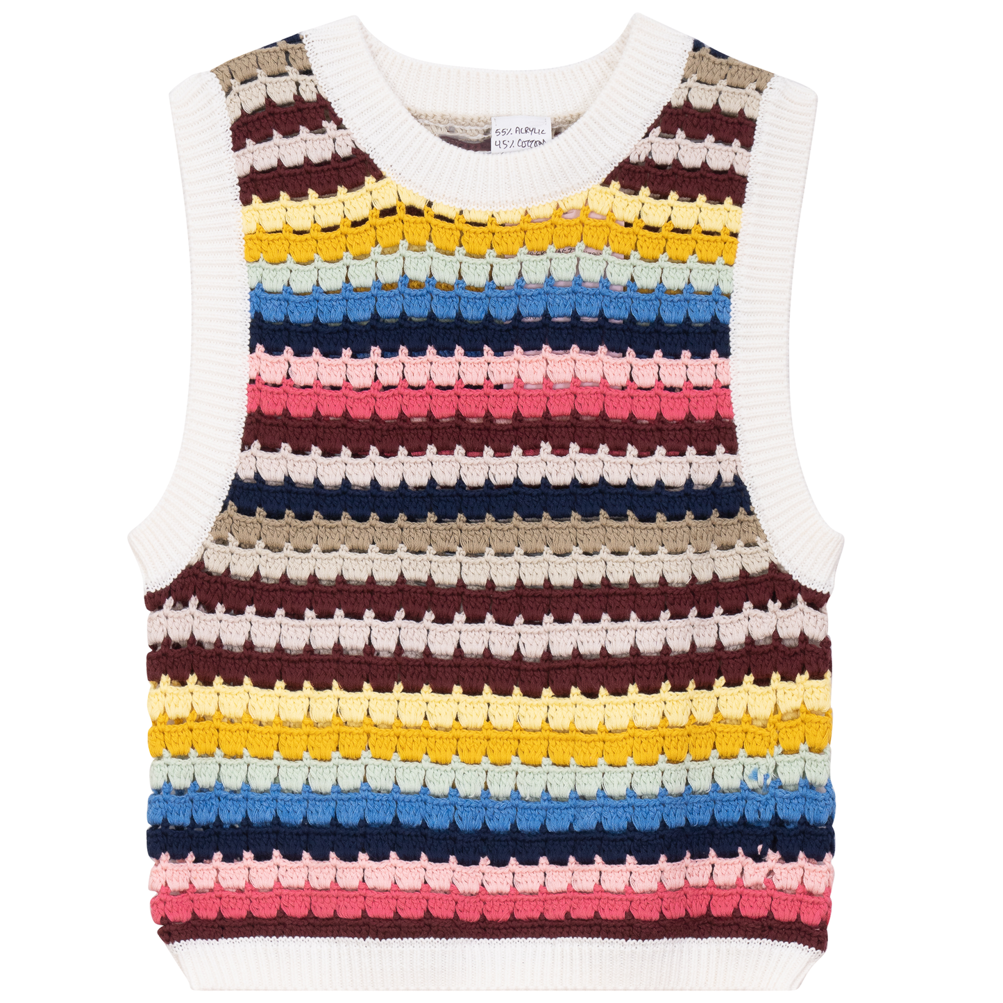 Crochet Knitted Cropped Vest Multi Color
