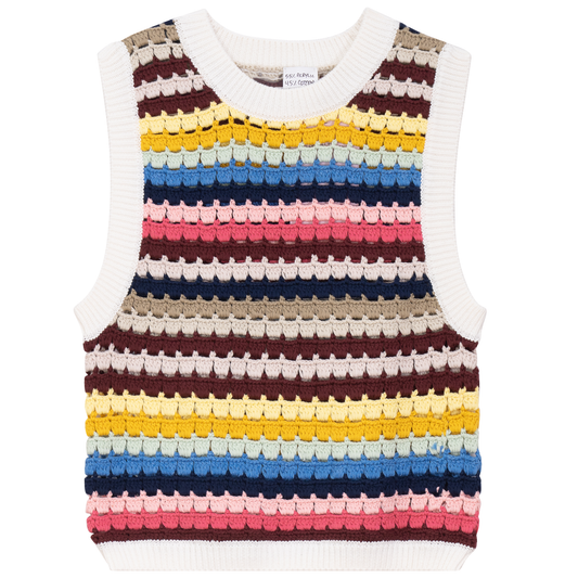 Crochet Knitted Cropped Vest Multi Color