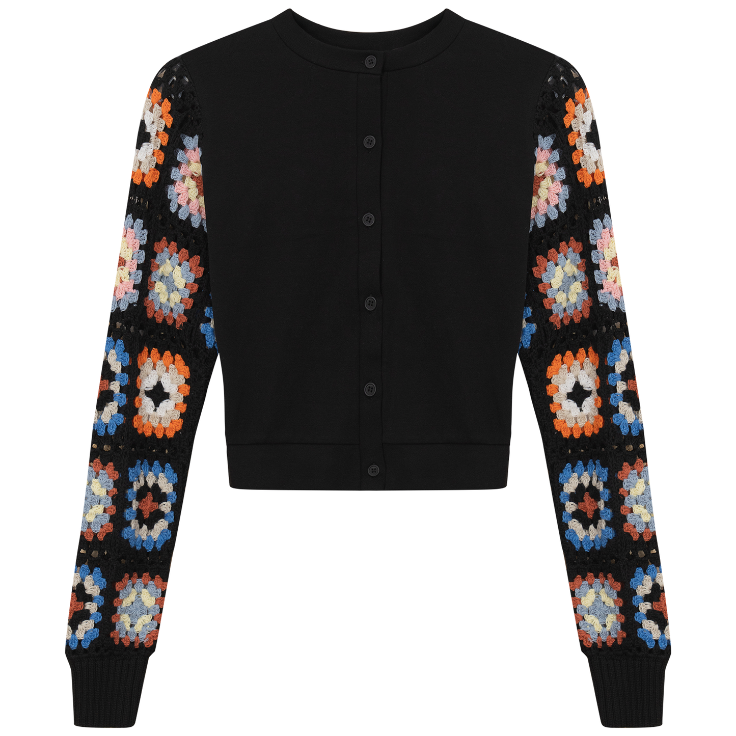 Knit Crochet Cardigan Black