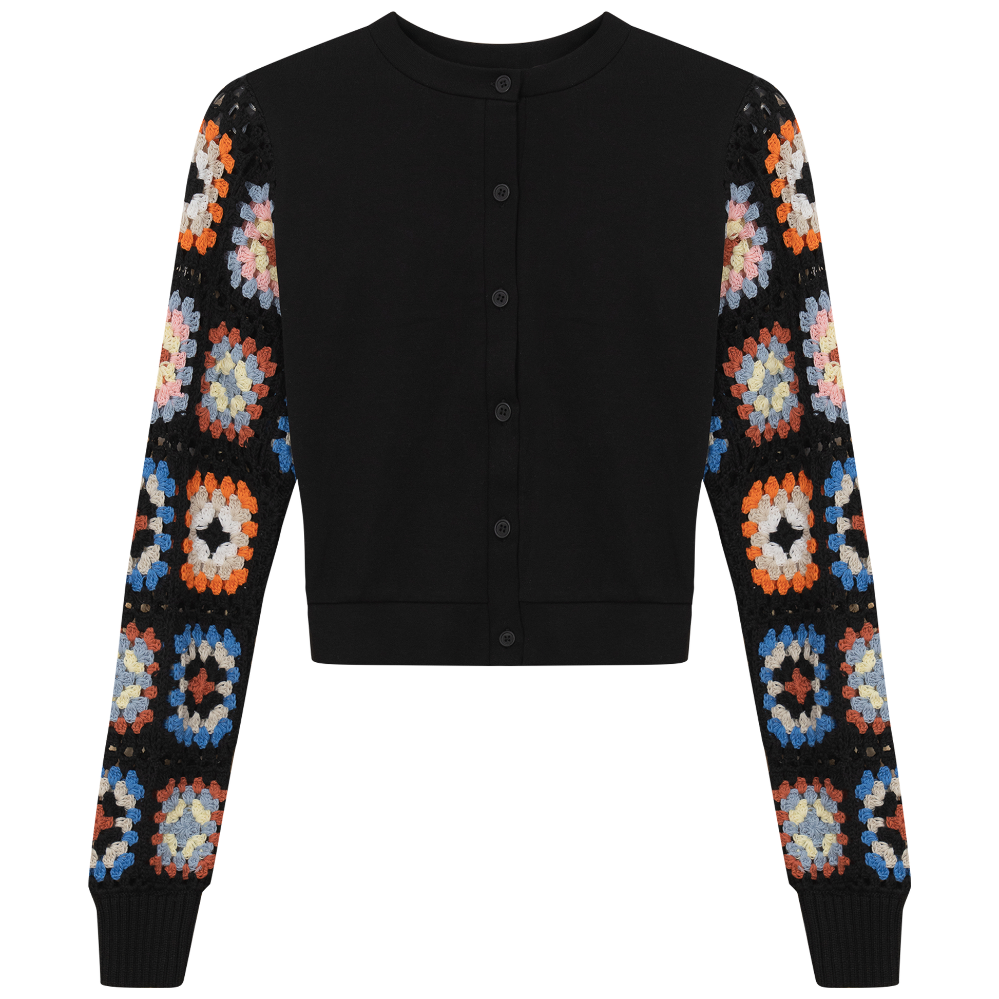 Knit Crochet Cardigan Black