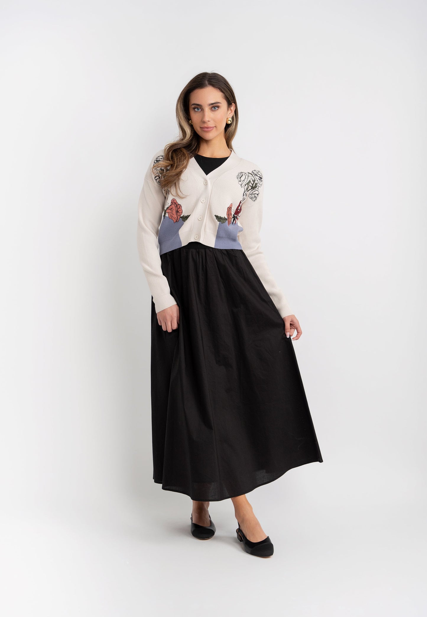 Embroidered Cropped Cardigan