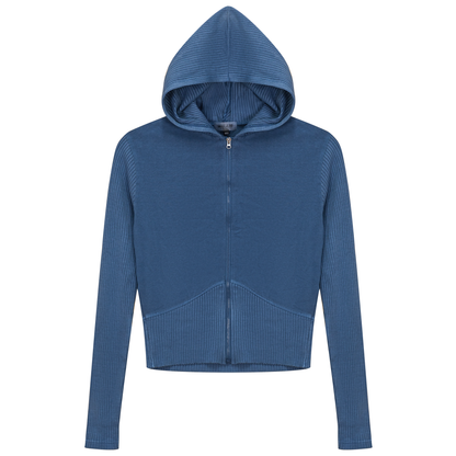 Distressed Zip-Up Hoodie Distressed Denim