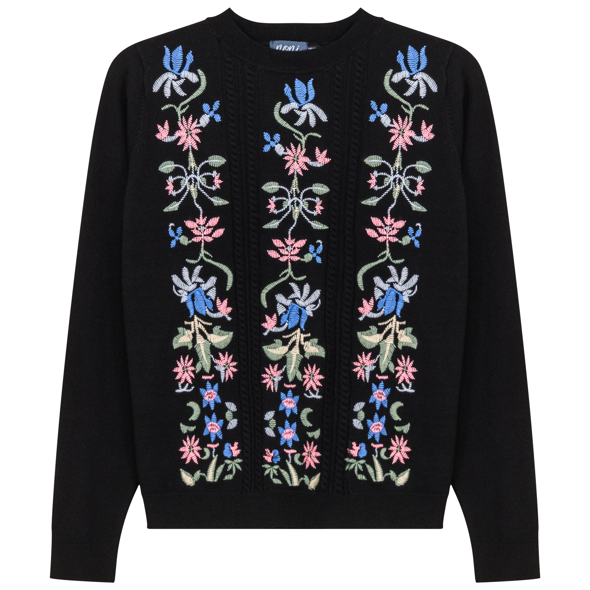 Floral Embroidered Sweater Black