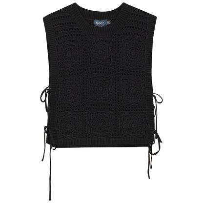 Crochet Knit Vest Black