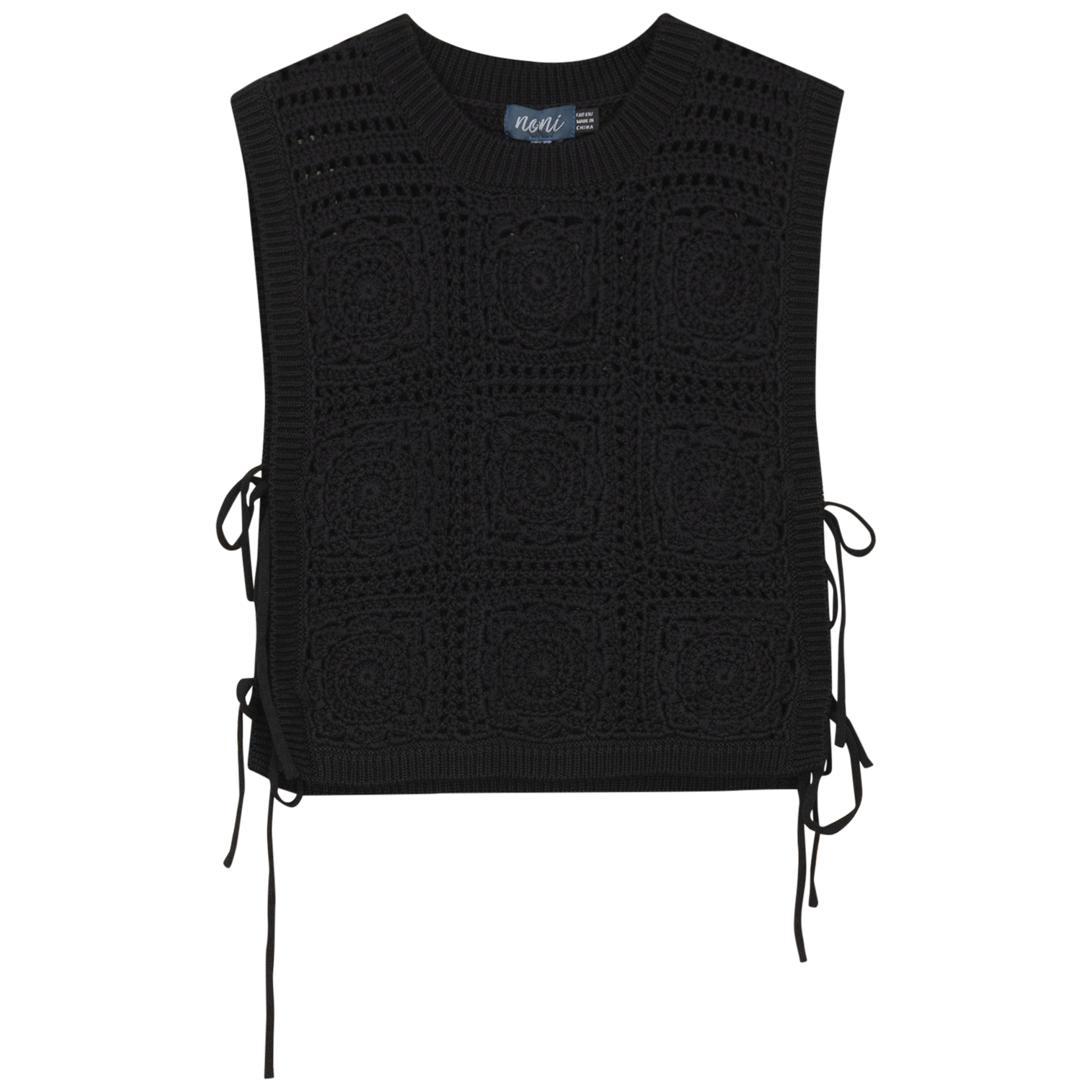 Crochet Knit Vest Black