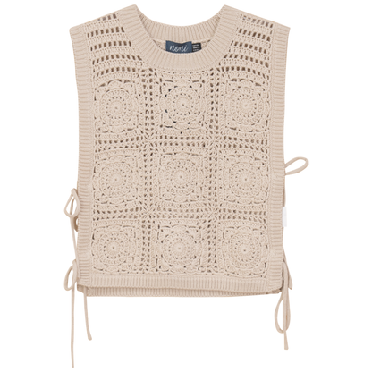 Crochet Knit Vest Dark Almond