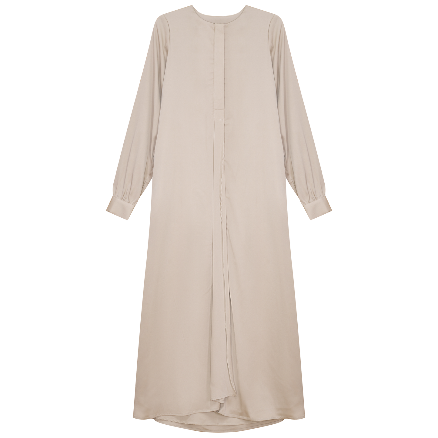 Midi Satin Shirt Dress Beige