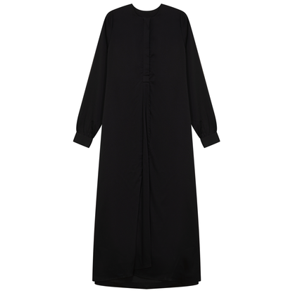 Midi Satin Shirt Dress Black
