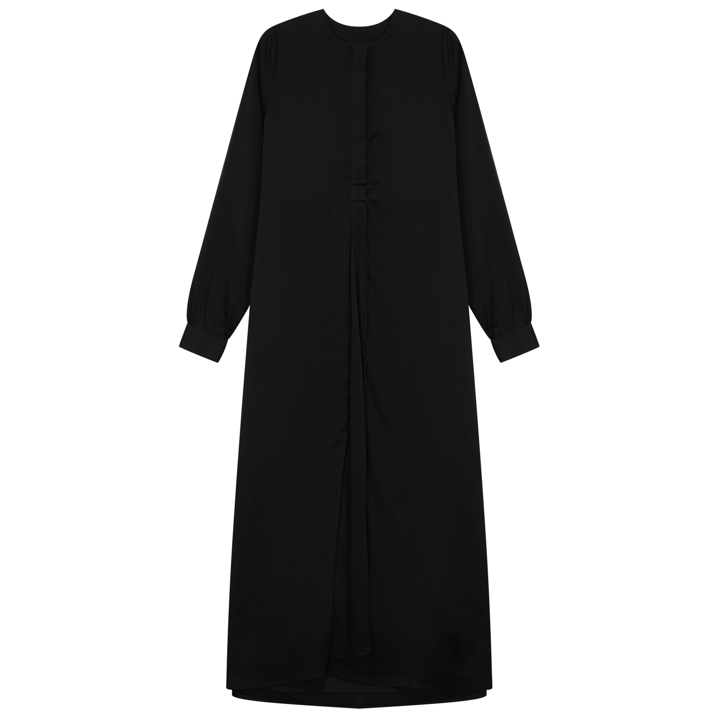 Midi Satin Shirt Dress Black