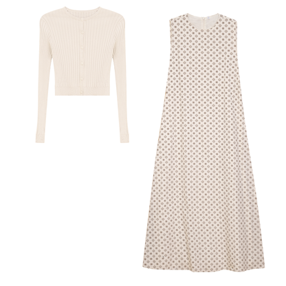 Jumper Cardigan Set Beige