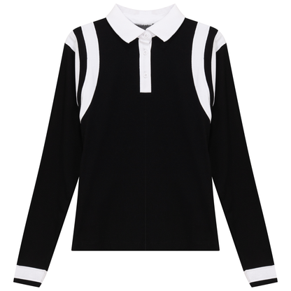 Contrast Stripe Polo Black