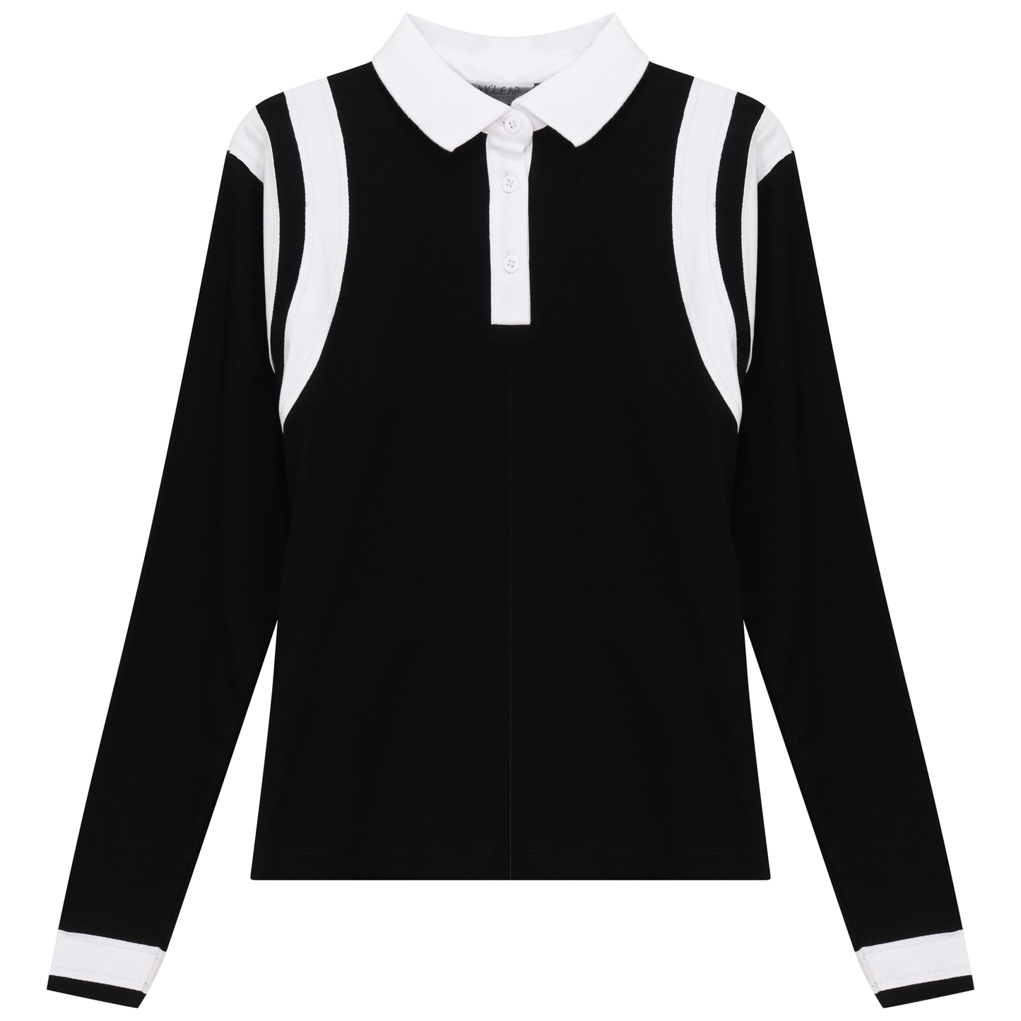 Contrast Stripe Polo Black