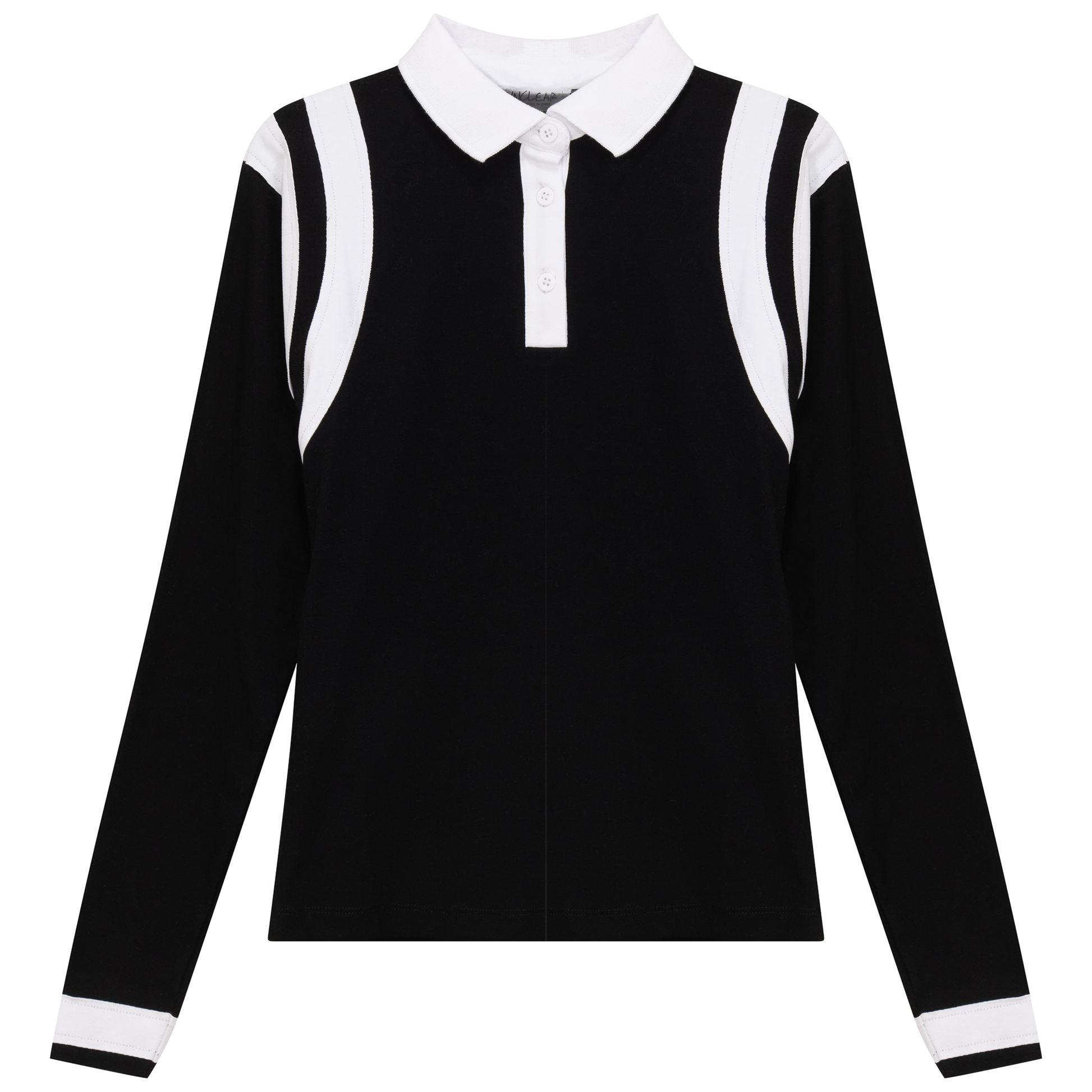 Contrast Stripe Polo Black