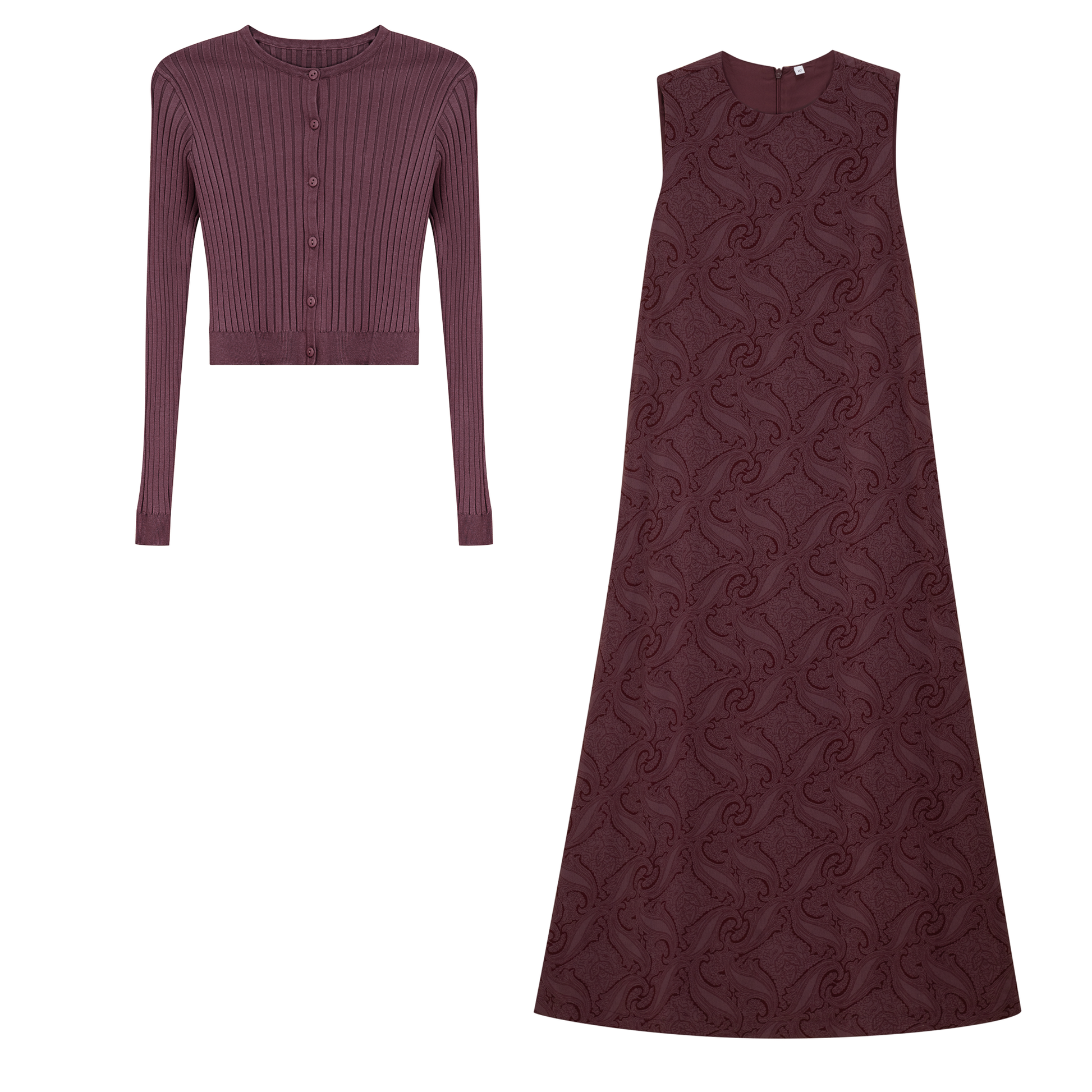 Paisley Print Jumper Set Mauve