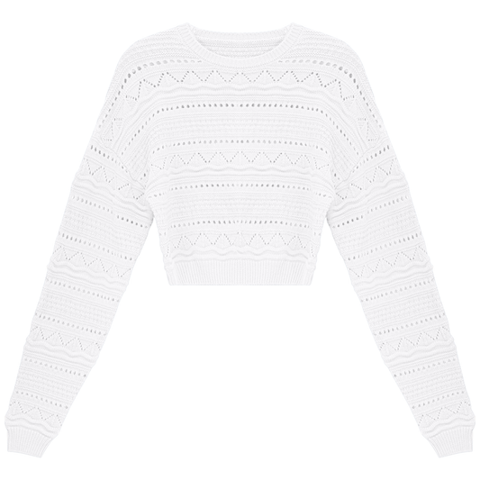 Multi Knit Sweater White