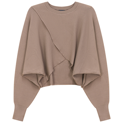 Cropped Wrap Sweater Beige