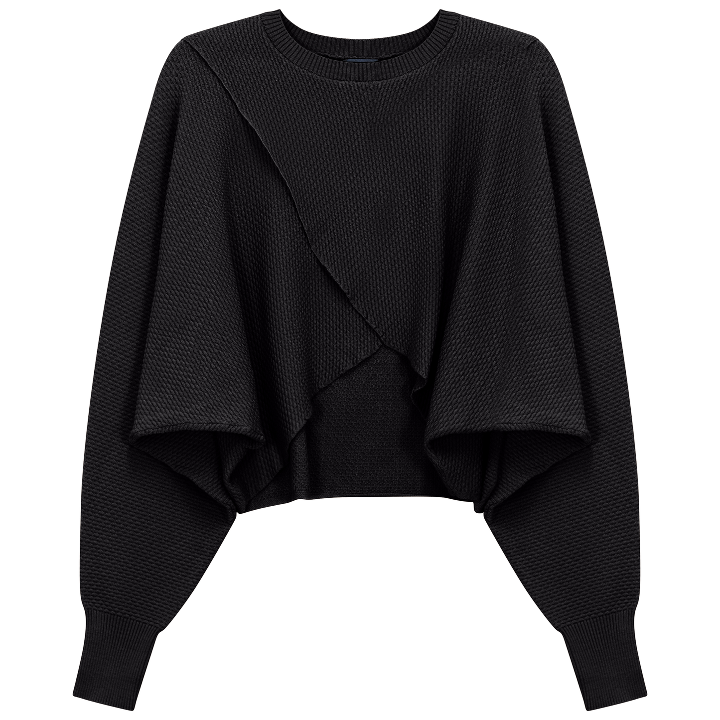 Cropped Wrap Sweater Black