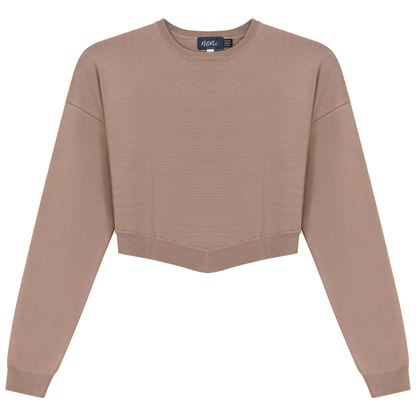 Knit Cropped Sweater Beige