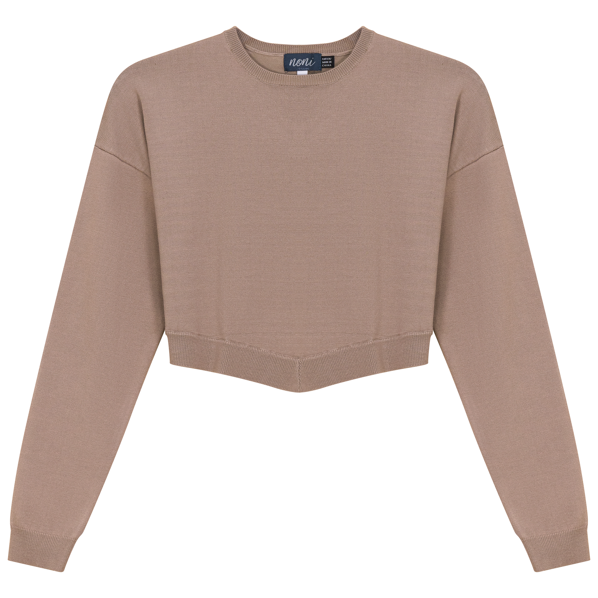 Knit Cropped Sweater Beige