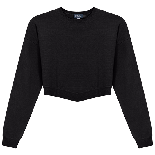 Knit Cropped Sweater Black