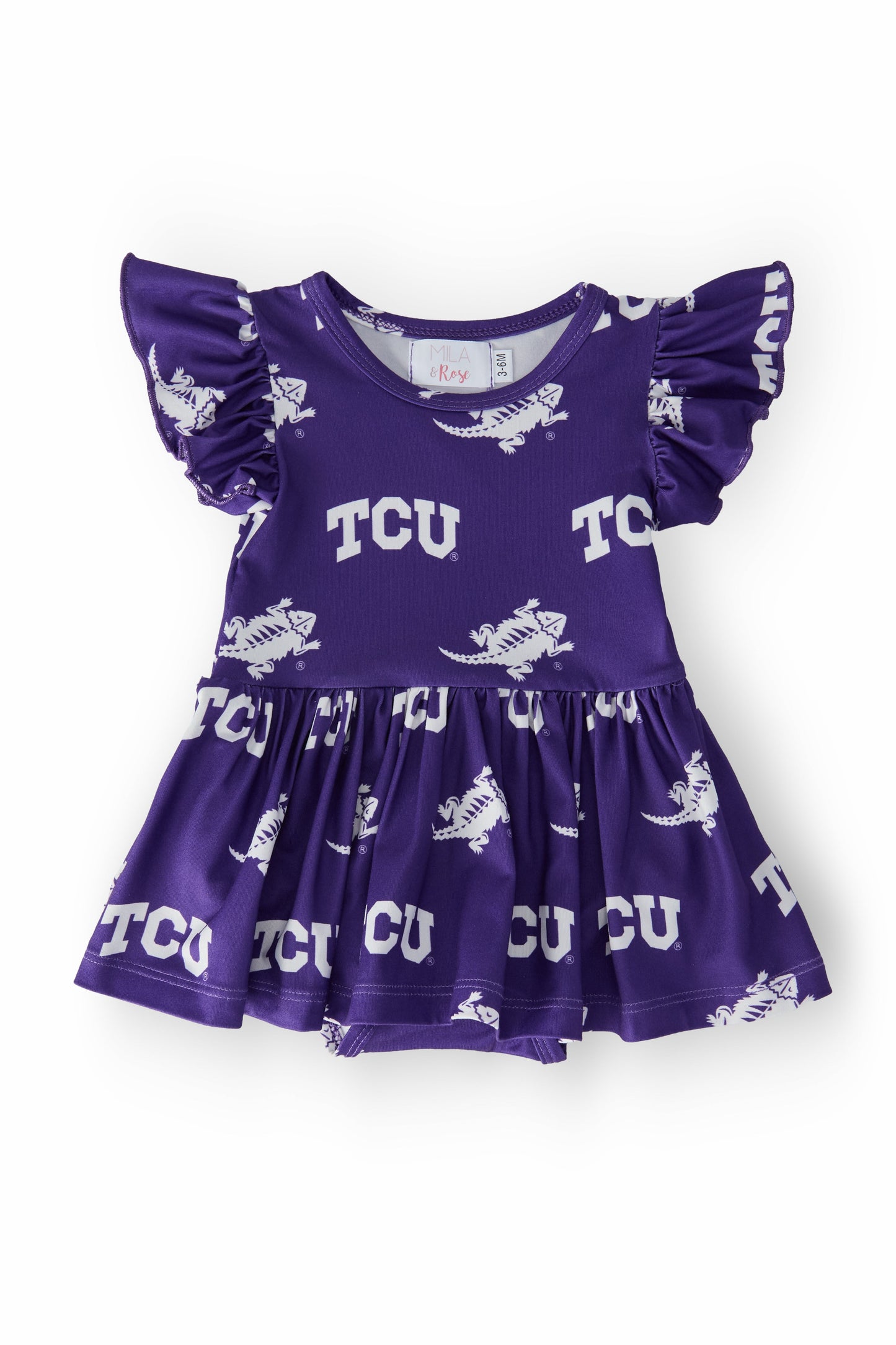 TCU Purple Frog Flutter Twirl Bodysuit