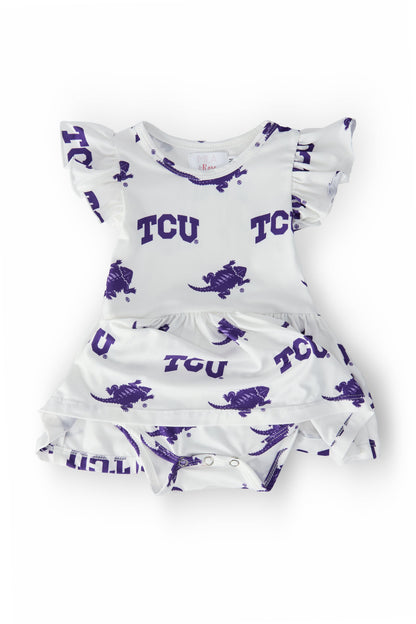 TCU White Frog Flutter Twirl Bodysuit