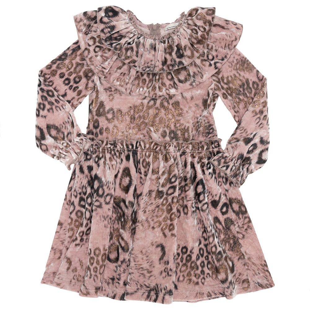 Velour Animal Print Dress Pink