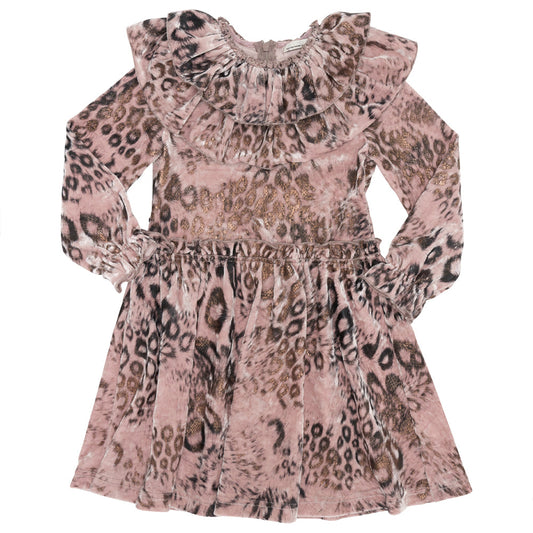 Velour Animal Print Dress Pink