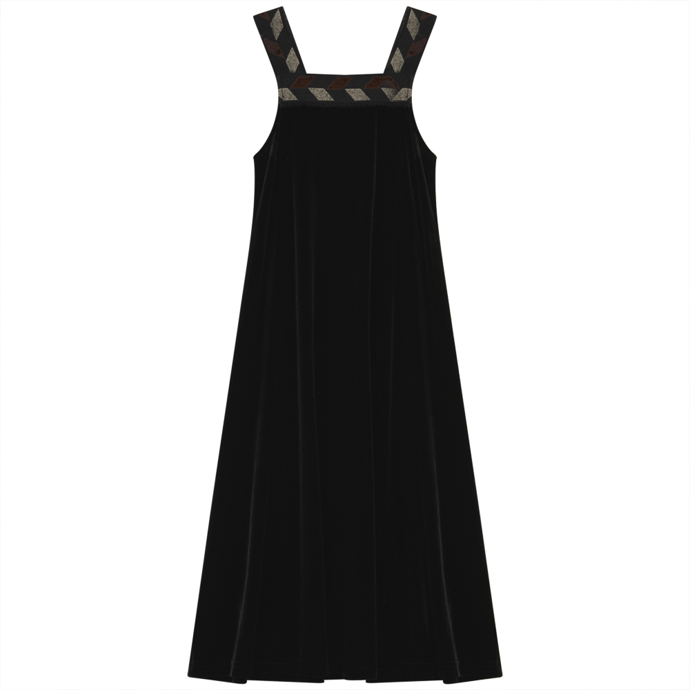 Special Leopard Elastic Ribbon Dress Black