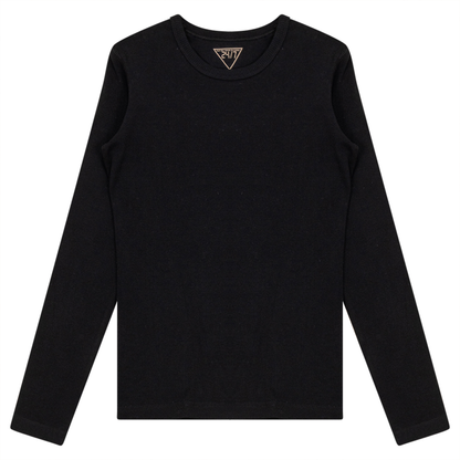 Long Sleeve Ribbed Tee Black