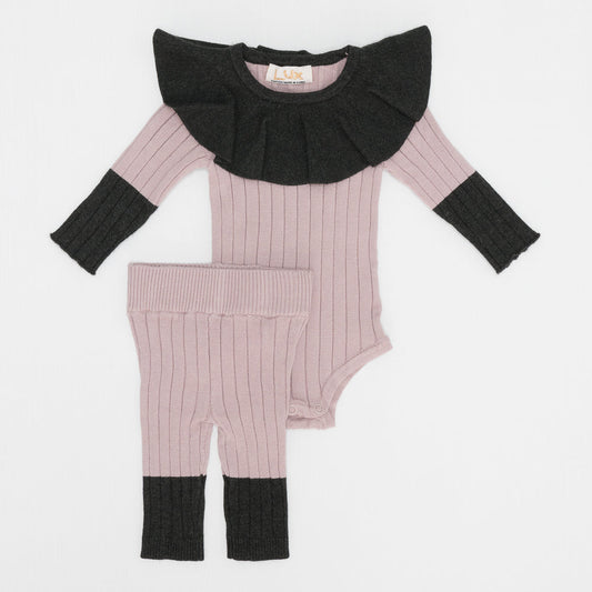 Two Pece Rib Ruffle Set