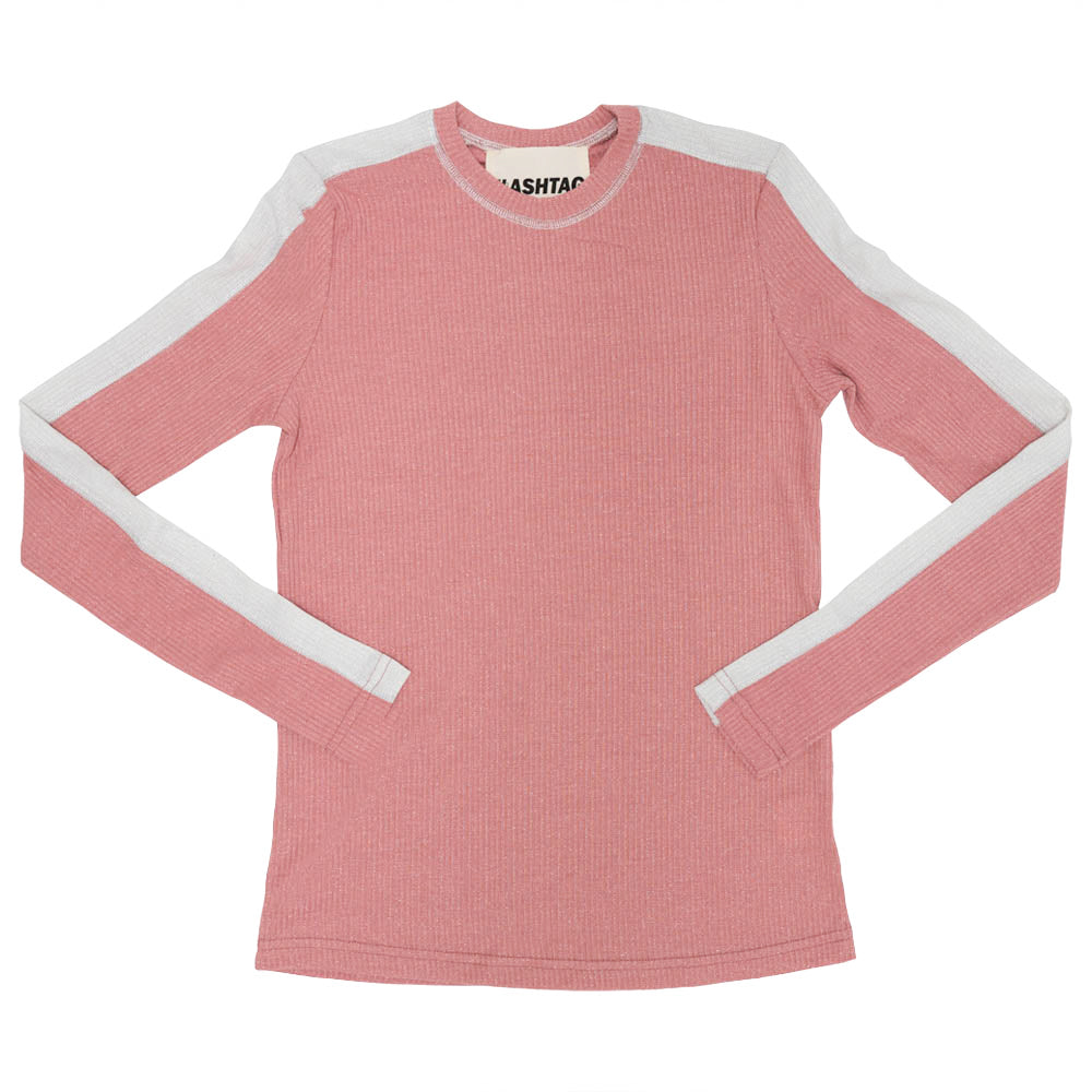 Shimmer Rib Contrast Top Dark Mauve