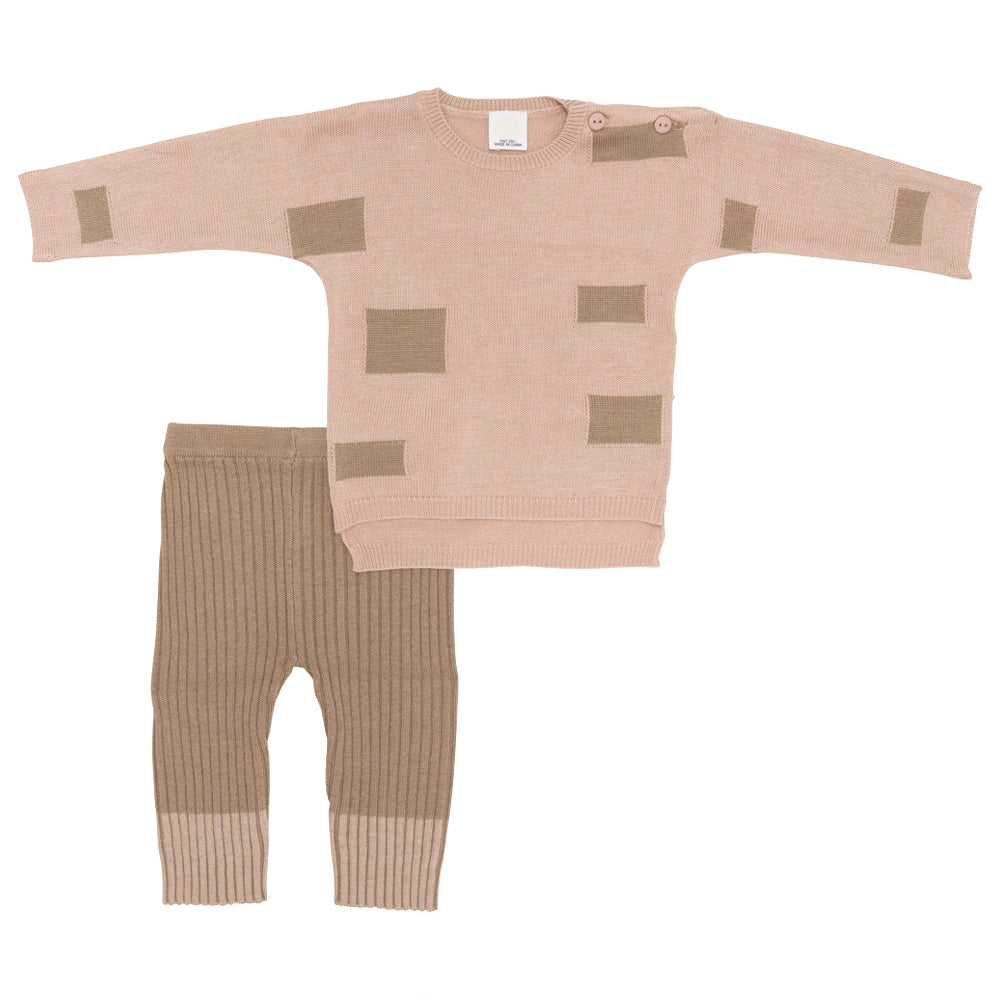 Knit Patch Pattern 2pc Mocha Blush