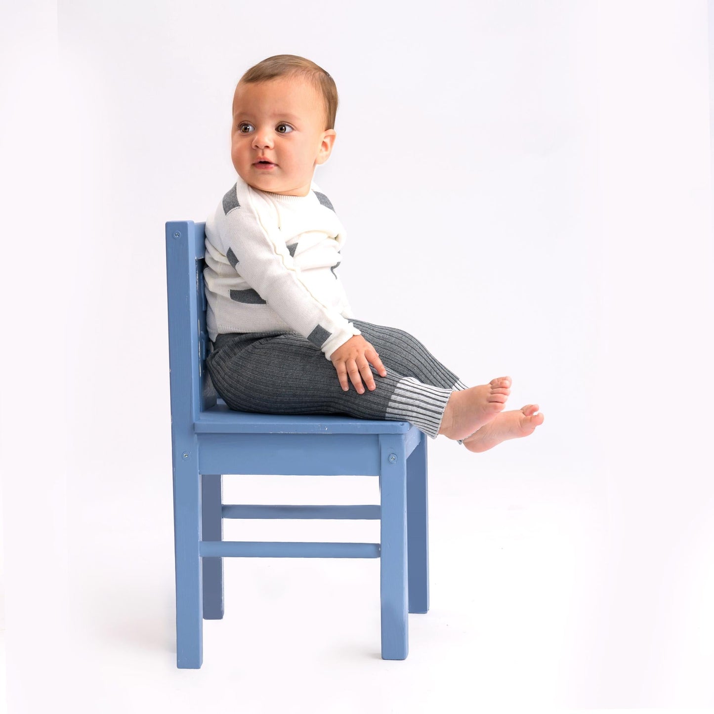 Knit Patch Pattern 2pc Off White Medium Grey Mix