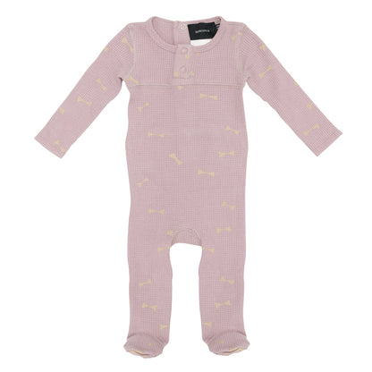 Waffle Knit Onesie Dusty Pink Beige