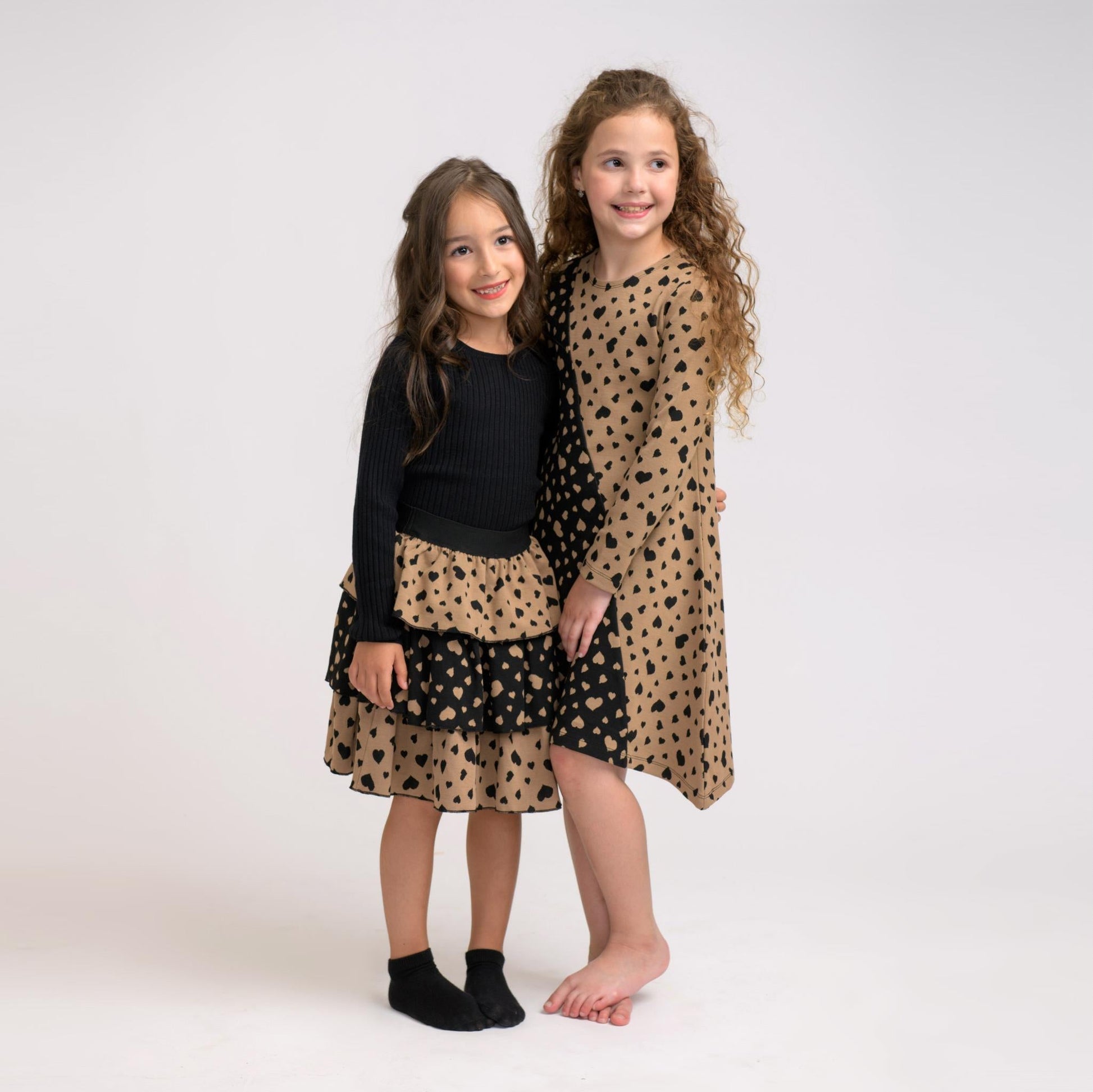 Two Tone Heart Skirt Beige