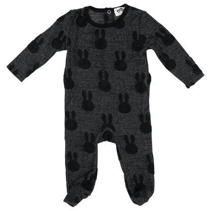 Embossed Bunny Onesie Black